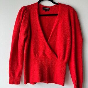 Red Something Navy Wool Sweater with Shoulder Detail